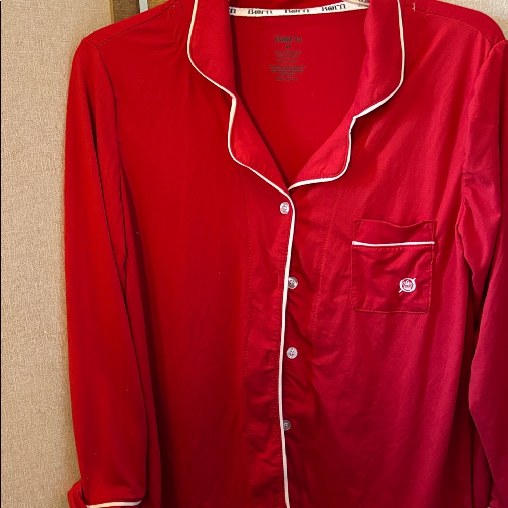 FINAL MARKDOWN Born Red Pajama Top with White Trim medium